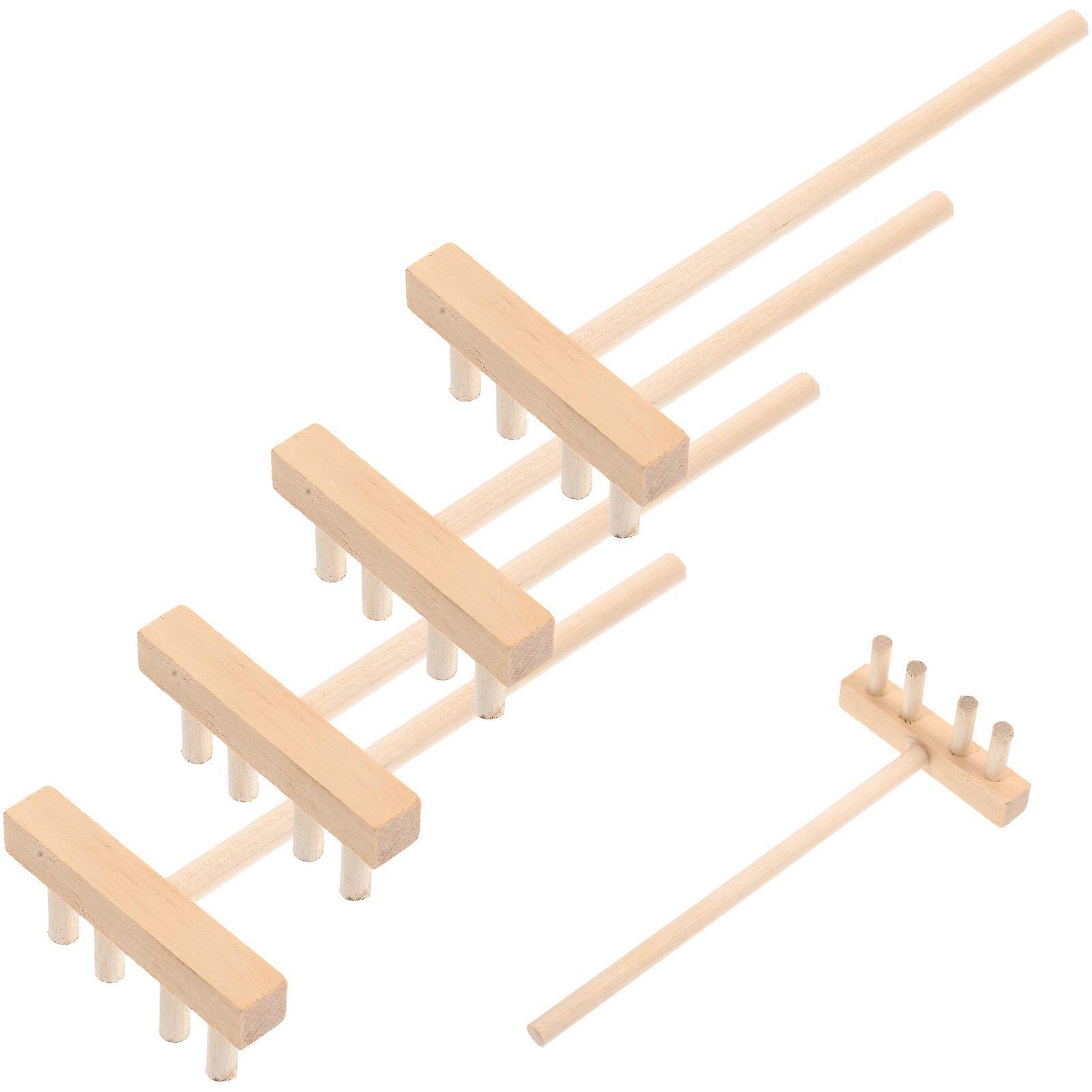 5pcs Miniature Wooden Rakes for Zen Garden Desk Decor – Compact Rustic Sand Table Tools, Bamboo Craft Adornments for Meditation & Creative Landscaping