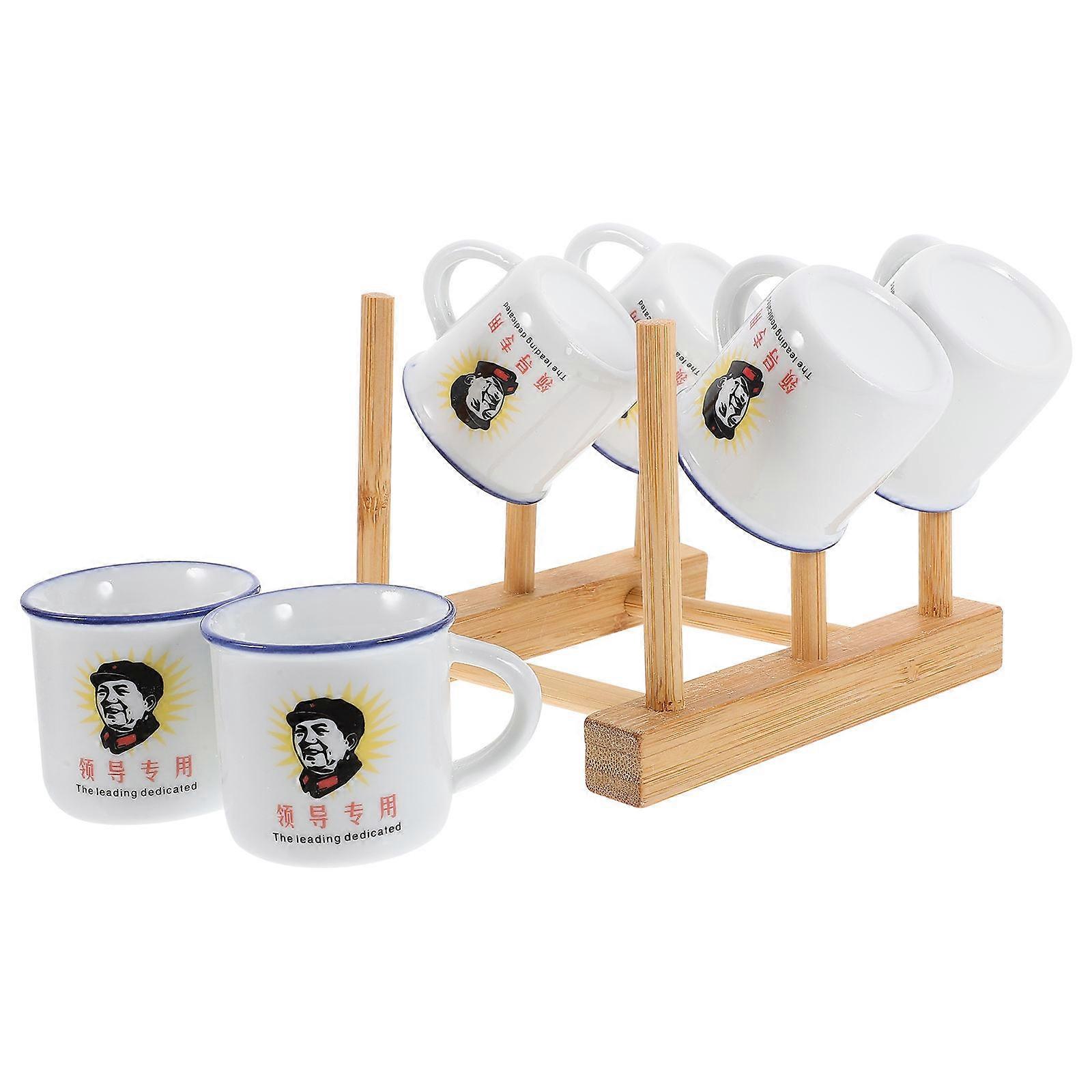 Ceramic Tea Cups 1Set Multi for Drinking Household Teacup Easy Cleaning with Stand