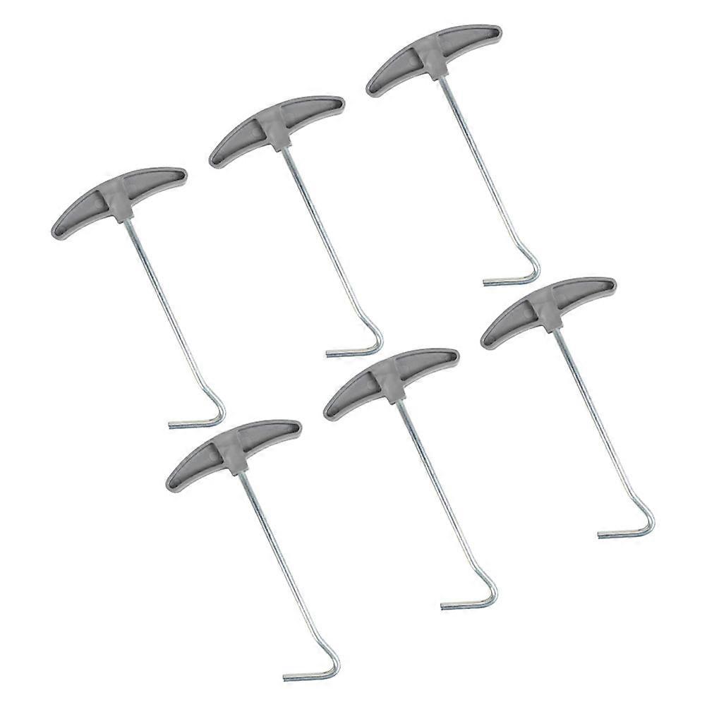 Grey Camping Supplies Tent Pegs Puller Set 6Pcs Durable Alloy and Plastic for Repair Use