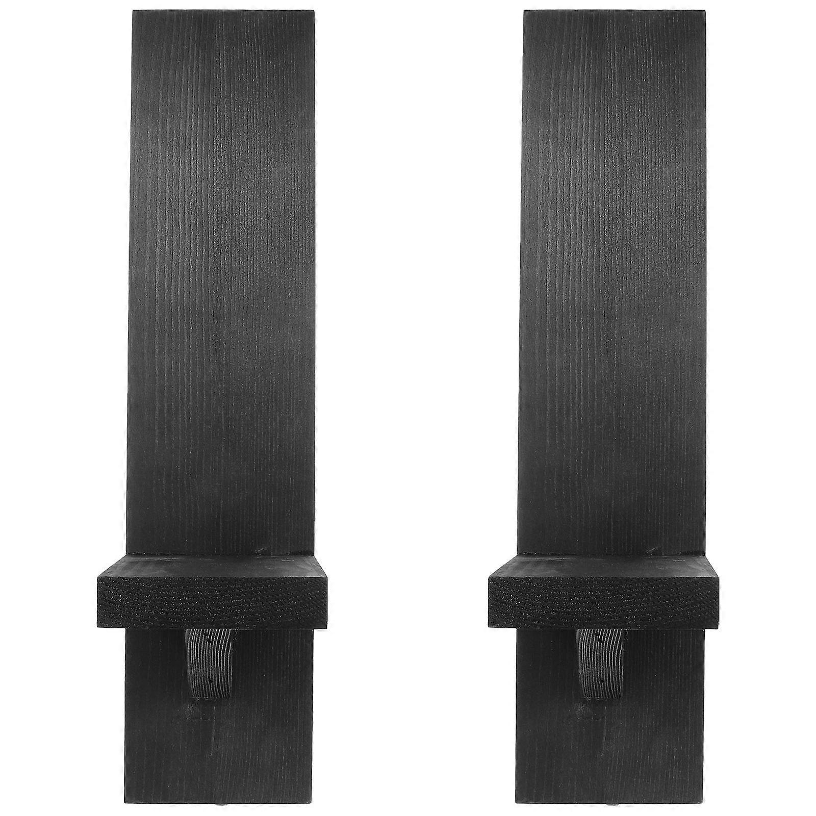 Black Wall Candle Holder for Decoration Rustic Design Sturdy Synthetic Material Set of 2