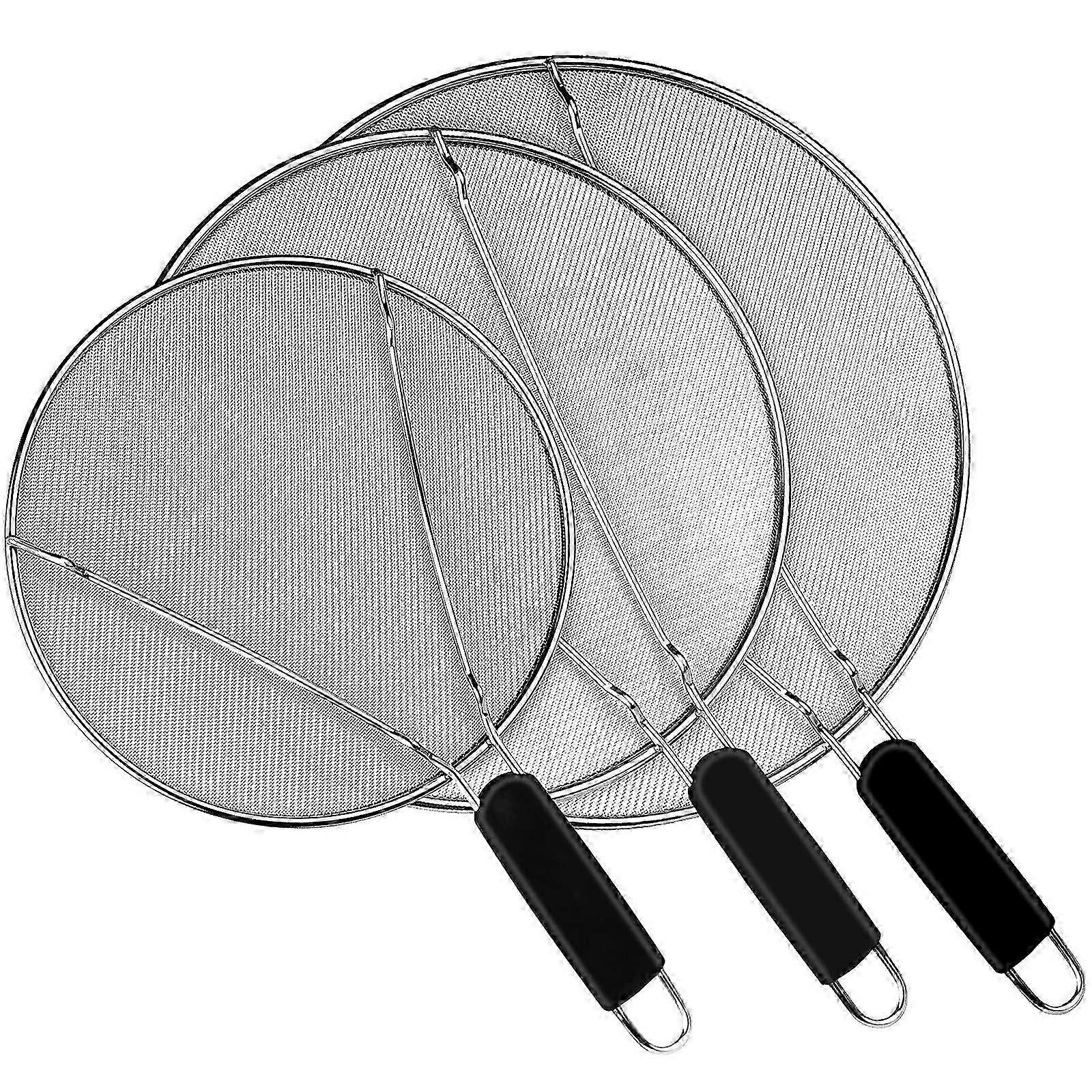 Stainless Steel Splatter Guard with Ergonomic Silicone Handle