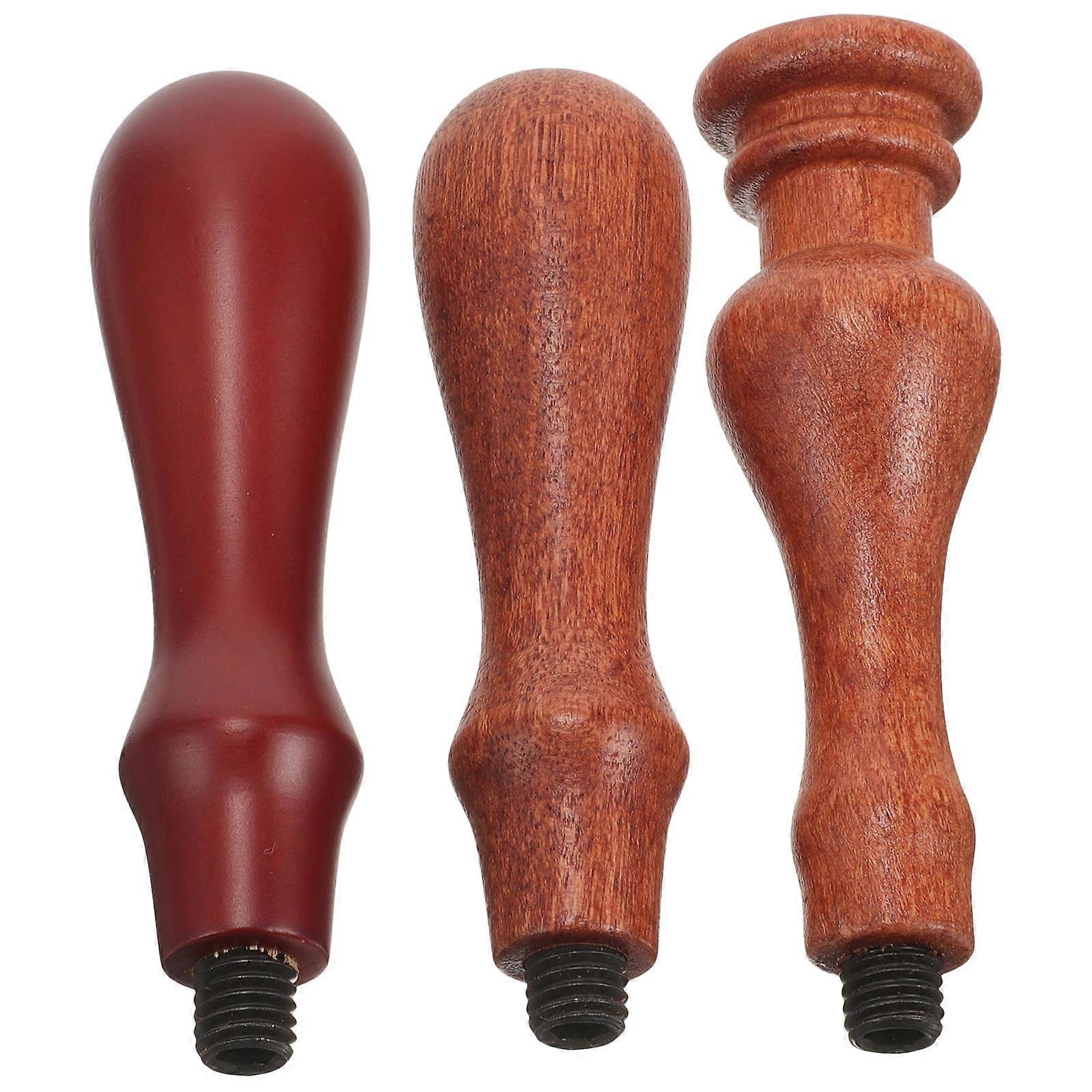 Sceau Timbre Poignée Cire De Remplacement Sceau Timbre Poignées Mariage Crayon Cacheter Brun Clair 8.00X2.00X2.00CM Fabriqué à la main 3Pcs