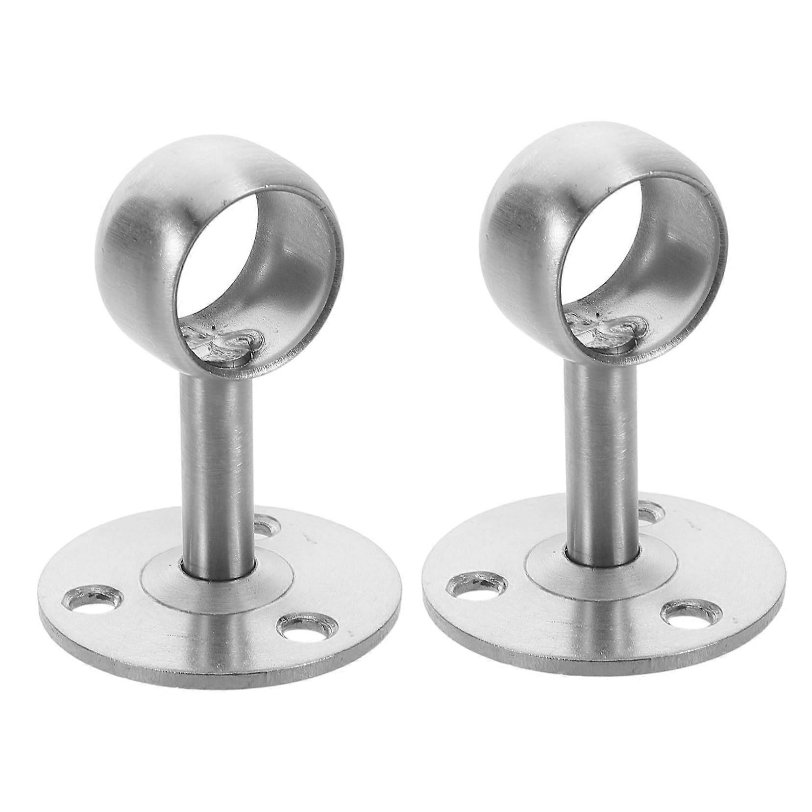 Stainless Steel Curtain Rod Brackets for Heavy Duty Curtain Pole Installation, Set of 2, Rustproof Silver Finish