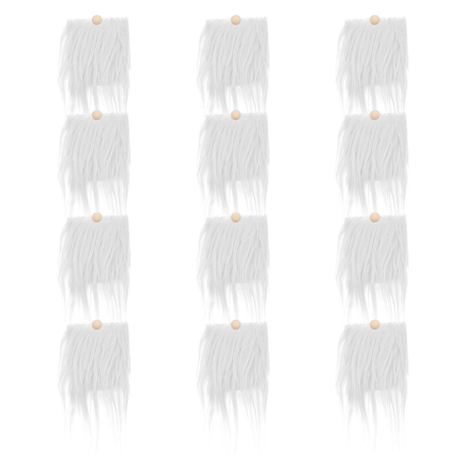 Diy Fluffy Gnome Beard 12 Sets Faux Dwarf Beards with Wood Beads for Creative Gnome Doll Decoration Perfect for Weddings Birthdays Christmas Crafting