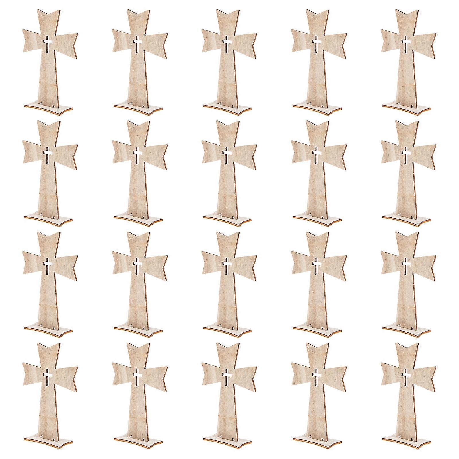 Beige Cross Ornament for Decor Standing Desktop Decoration 20pcs Synthetic Material