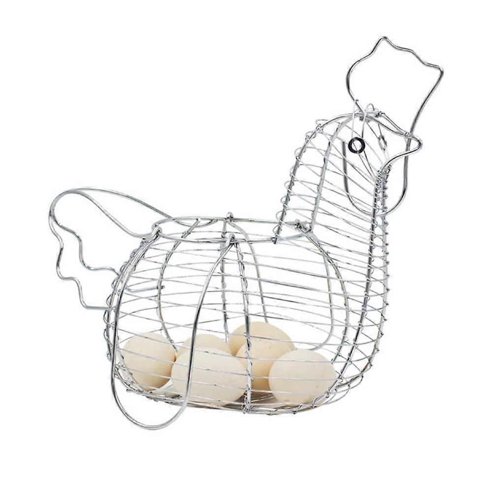 Creative Hen-Shaped Iron Wire Egg Storage Container Ideal For Household Users 1Set