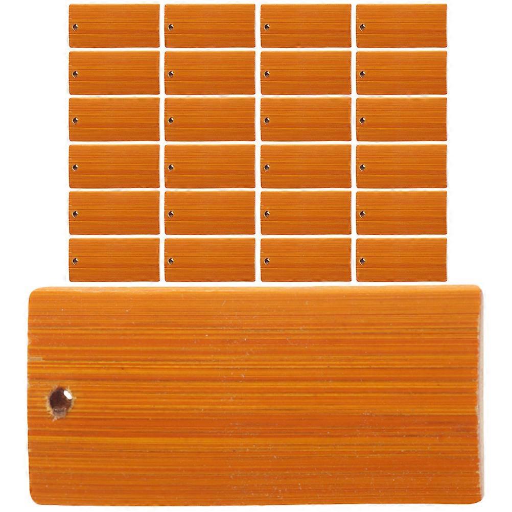 Bamboo Keychain Pendants for Decoration with Brown Color and Rectangular Design 25 Pieces