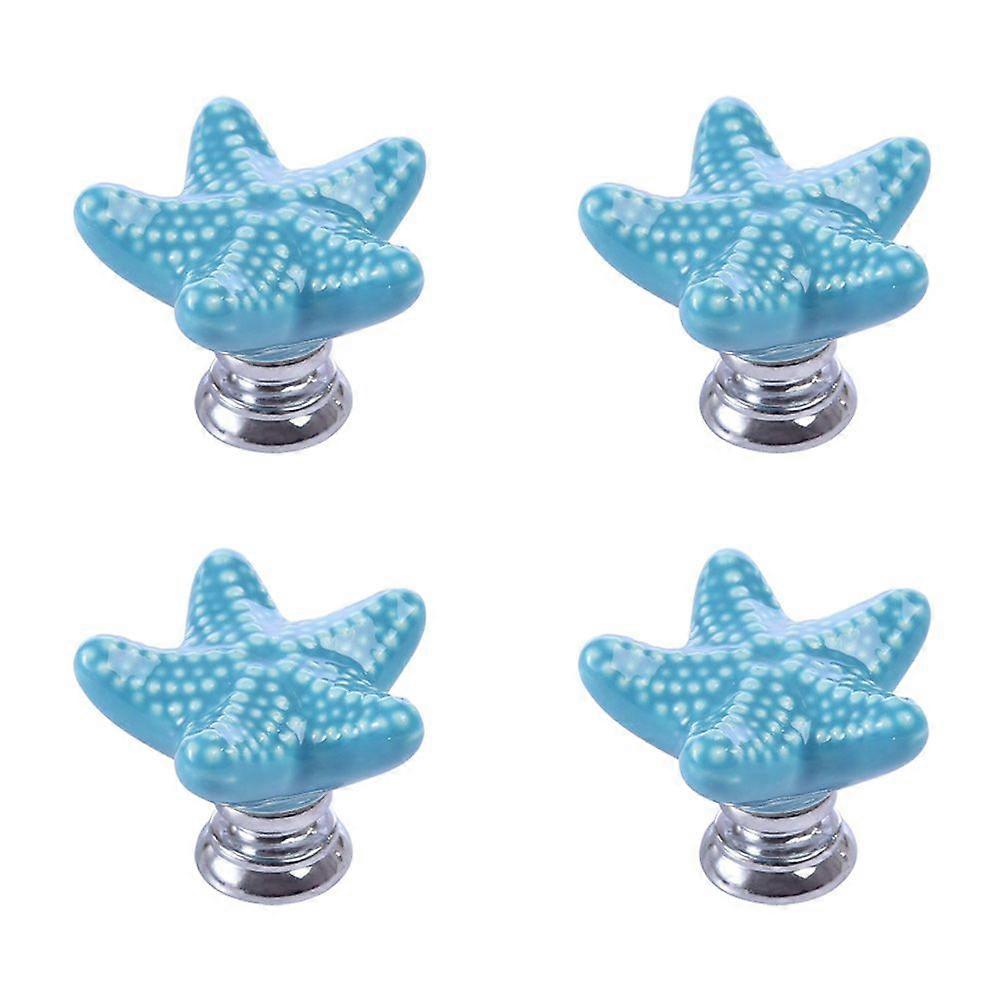 4PCS Sea Star Shaped Knobs Handle Drawer Knobs Ceramic Door Handle Knob