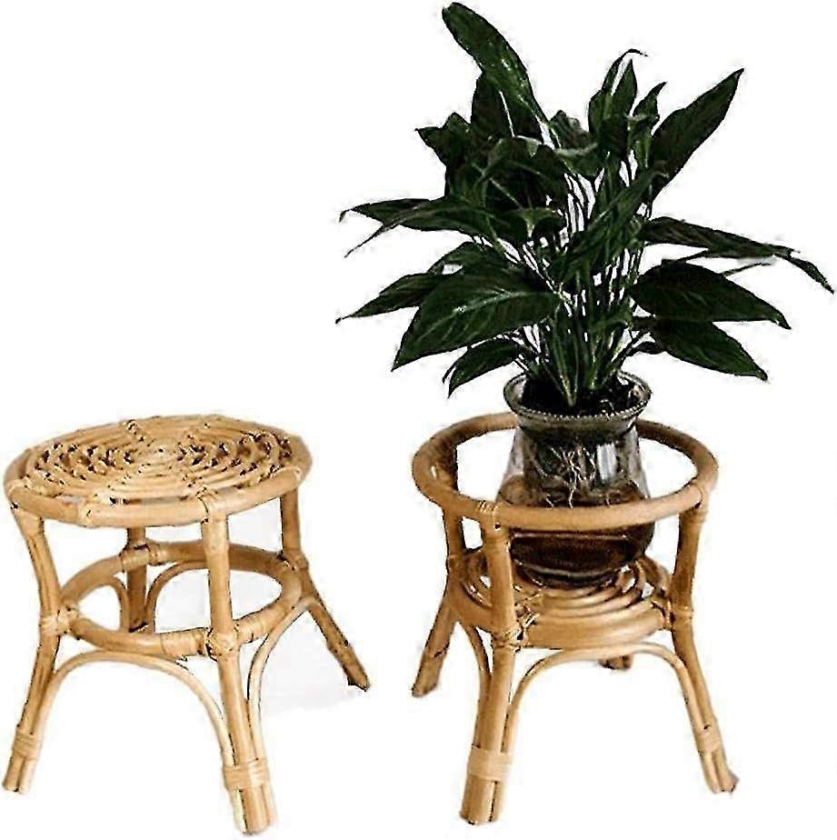 Natural Woven Rattan Stand Flower Pot Holder - Decorative Plant Pot Stand for Gardening & Home Decor