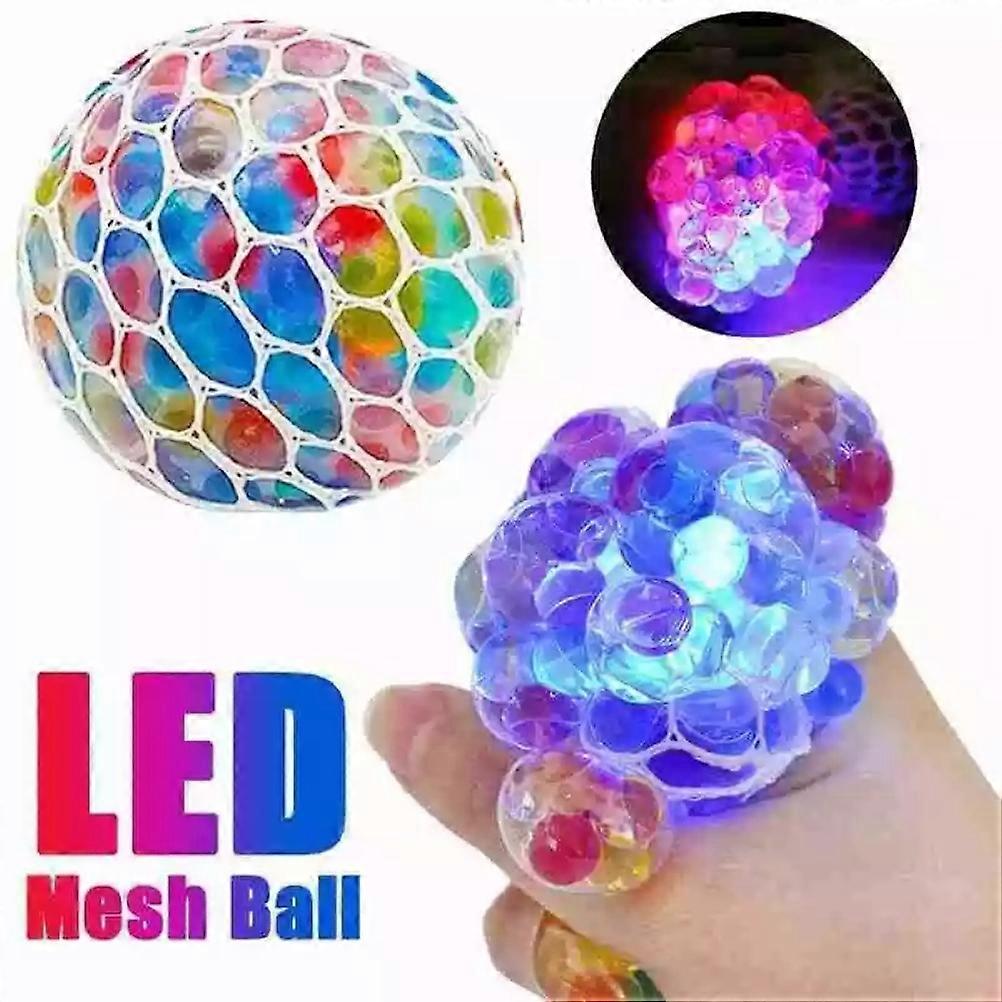 6CM Luminous Stress Balls Squeezing Grape Balls Bounce Decompression Toy Funny Soft Rubber Stress Balls Squeezing Vent Toy