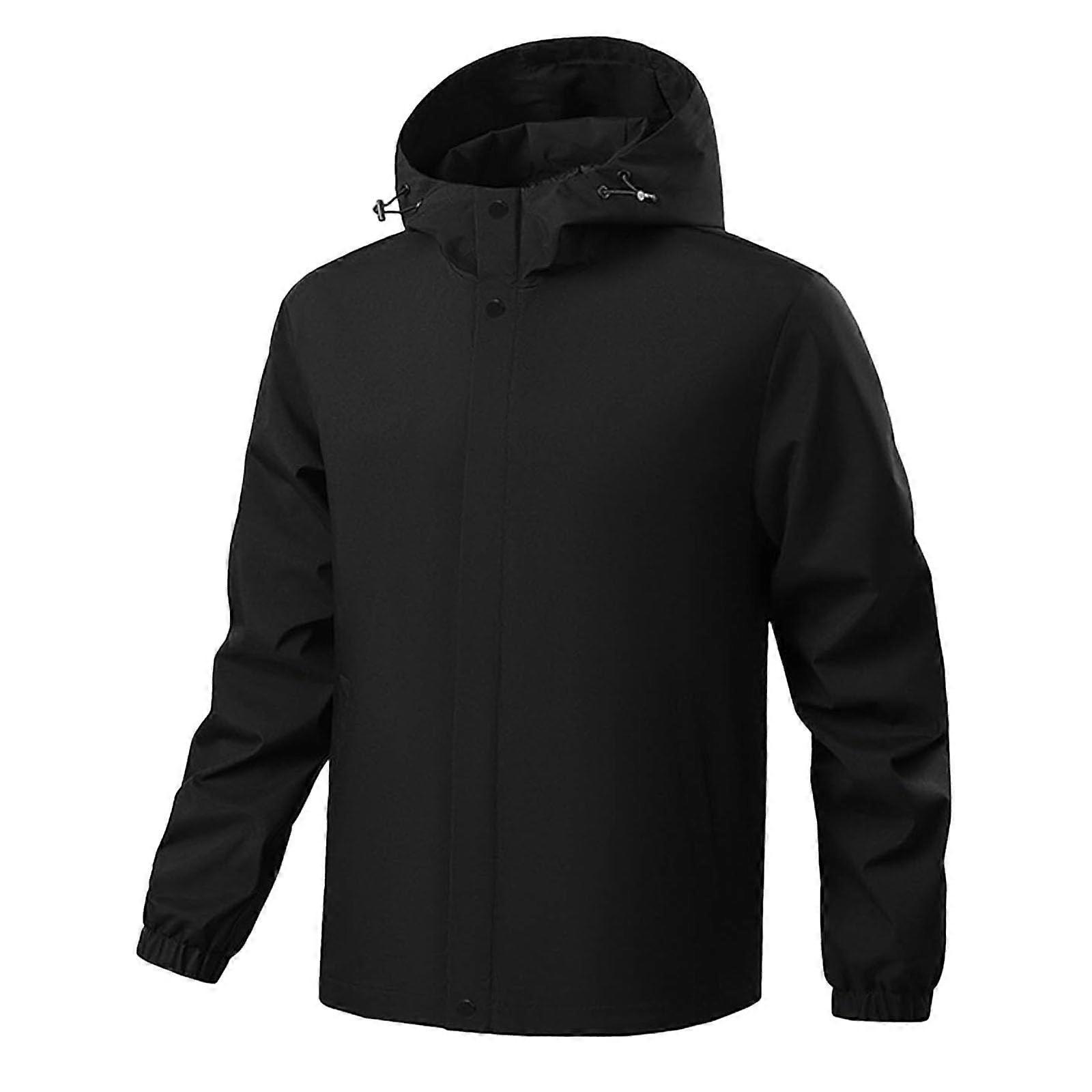 Regenjacke Herren Fahrrad Wasserdichte Atmungsaktive Softshelljacke Lässig Übergangsjacke Windbreaker Schwarz XL