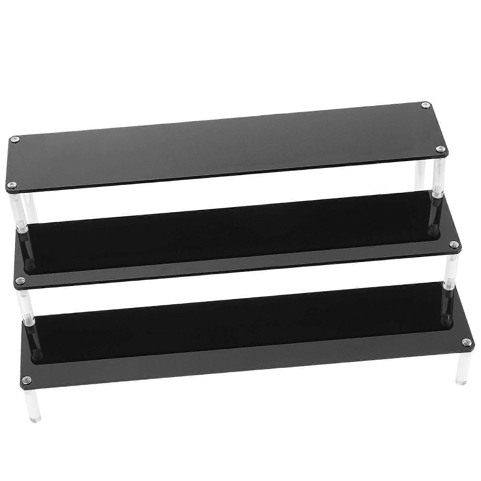 Acrylic Display Rack for Storage with Large Space Black Desktop Stand for Dolls and Figures 7.5 Inches