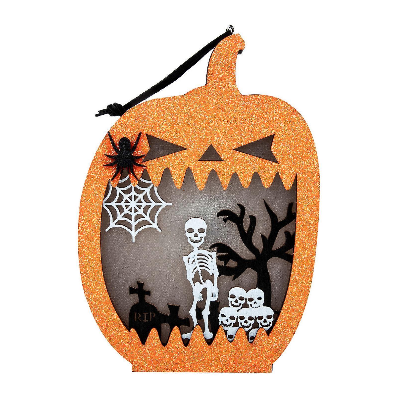 Pumpkin Shape Halloween Lantern Portable Light for Kids Home Decoration 17.5x12.5cm 1Pack
