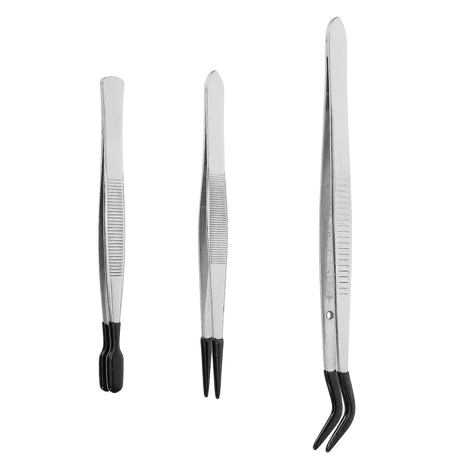 3pcs Lightweight Stainless Tweezers for Craft, Stamp Collecting, and False Eyelash Application – Multi Use Tool with Comfortable Handle