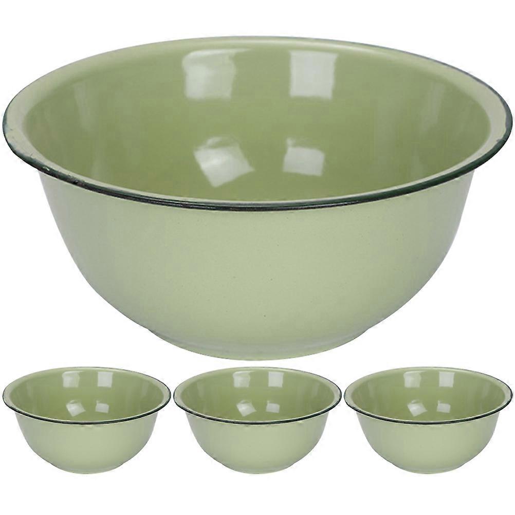 4pcs Vintage Enamel Bowls Retro Enamelware Multi Functional Mixing Serving Salad Noodle Fruit Basin Household Use