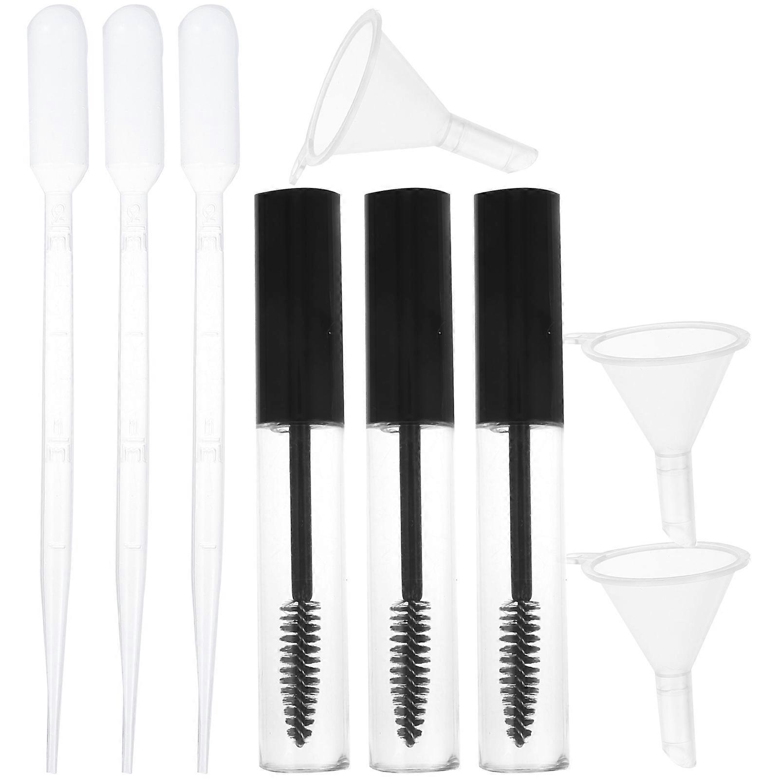 Tubi di mascara vuoti trasparenti da 3 pezzi da 10 ml con imbuti da 3 pezzi e set di pipette di trasferimento da 3 pezzi creati per le donne e perfetti per l'uso in viaggio