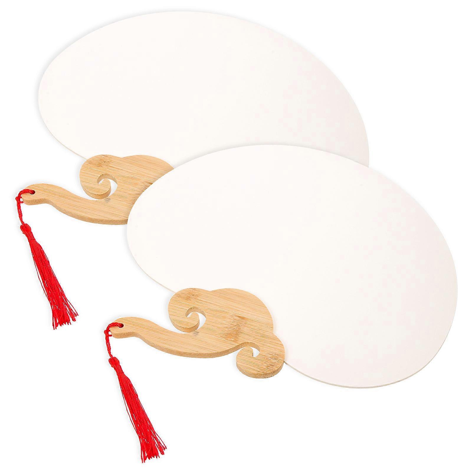 2pcs DIY Blank Graffiti Painting Fans Supplies for Lightweight Portable Creative Crafts Home Decor School Projects