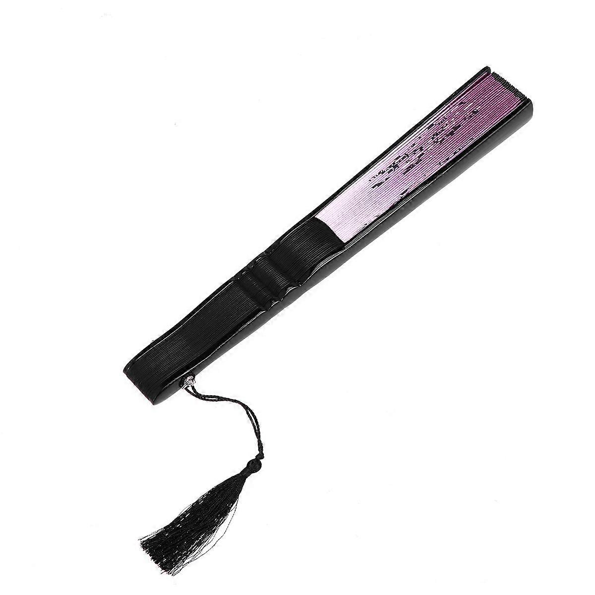 ROSENICE Women and Flower Style Folding Bamboo Hand Fan with Tassel (Wine Red+Black)