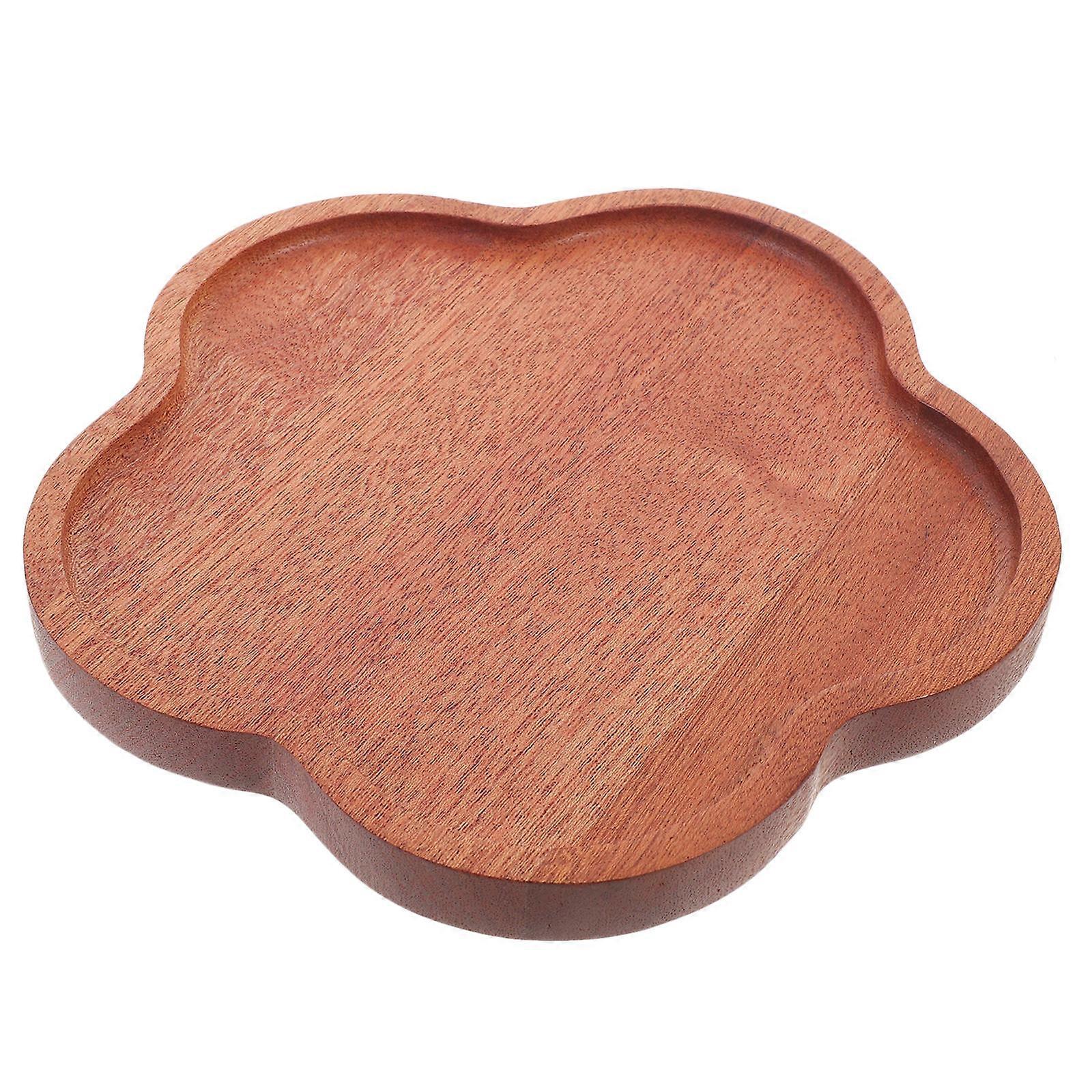 Functional Small Petal-Shaped Wooden Plate Suitable For Home Users Perfect For Fruit And Food Serving 20X20X2CM 1Set
