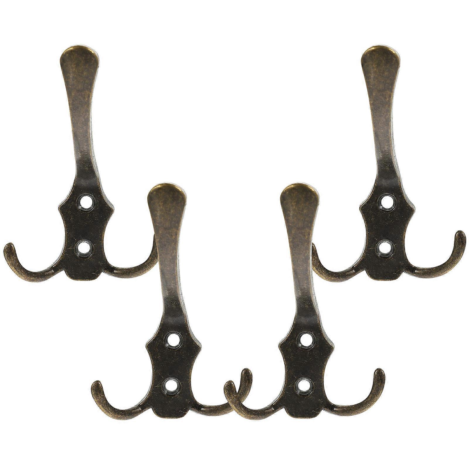 Coffee Metal Wall Hooks for Home Use Durable and Rustproof with Screws 4 Pieces