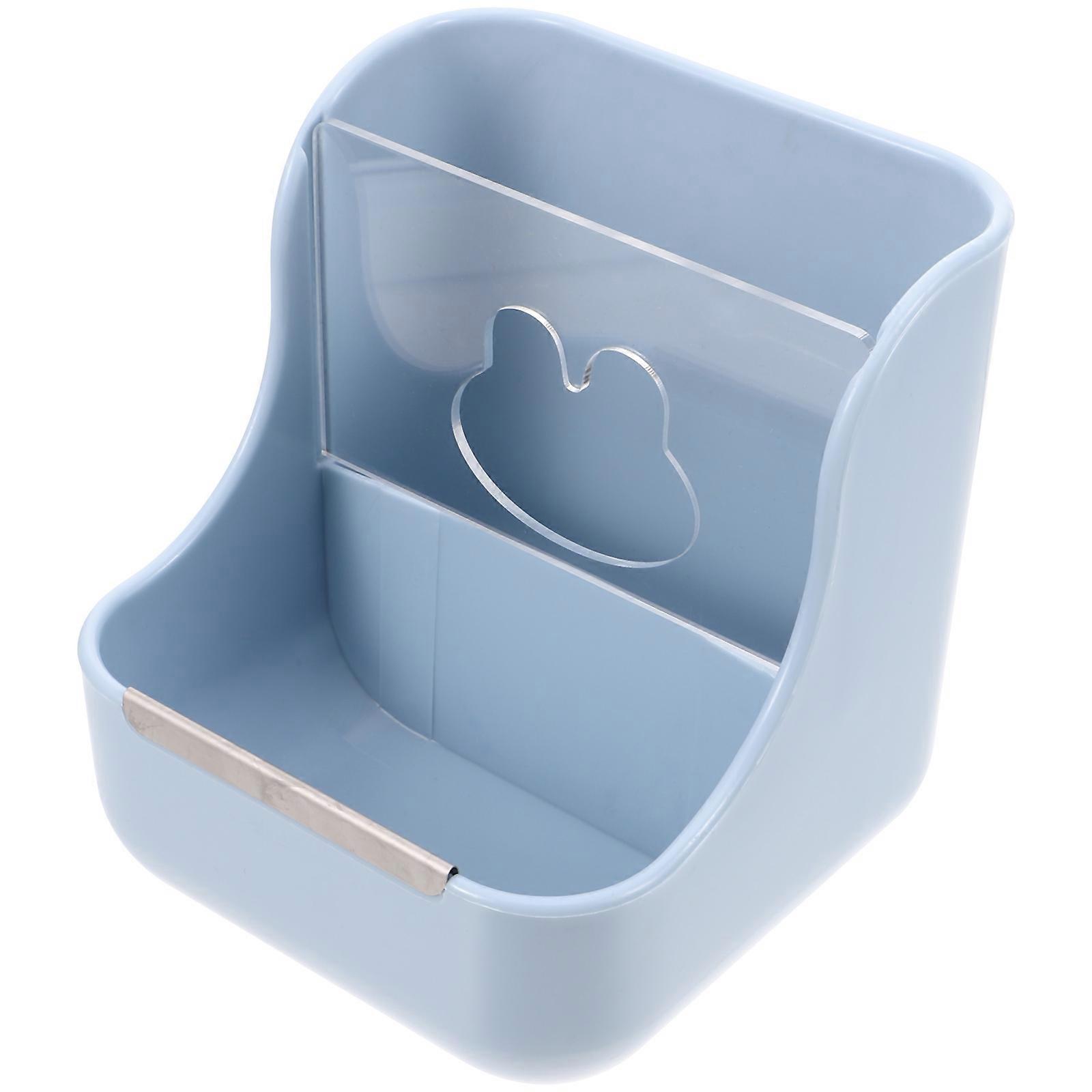 Rabbit Food Bowl 2-In-1 Design For Small Animals Sky-Blue Plastic Feeder Prevent Hay Waste 1Set