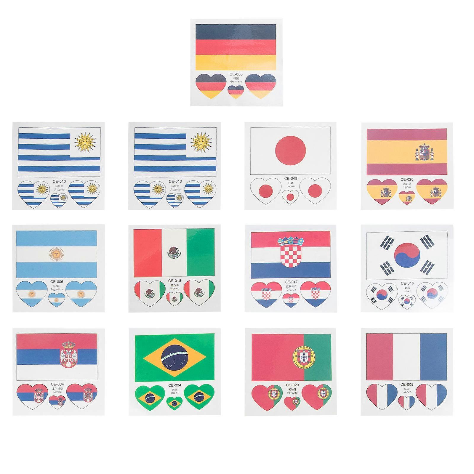 Waterproof Flag Stickers 13 Sets Adhesive Decorative Stickers For Sporting Events Various Colors Temporary
