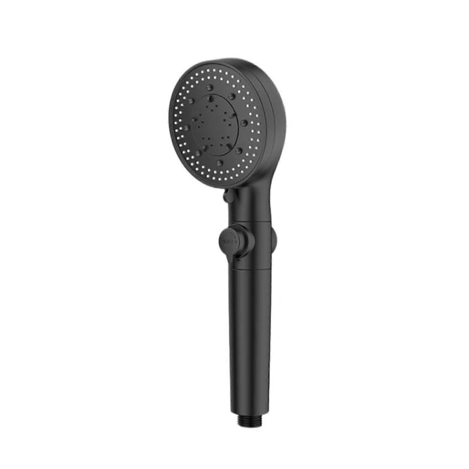 pressure shower head with 5 functions, switch button spray, watersaving adjustable shower (Black set 5)