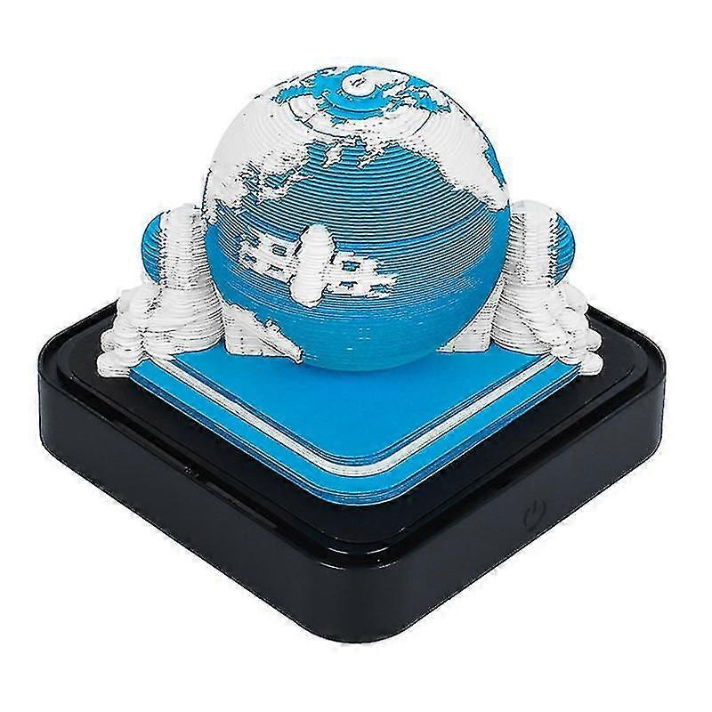 LED Lights Desk Calendar for 2024, Creative Memo Pad with 3D Art Paper Carving, for Home Office and Gift
