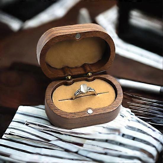 ewelry Box Exquisite Smooth Surface Sturdy Portable Soft Lining Wood Wedding Ring Storage Box Home Supply