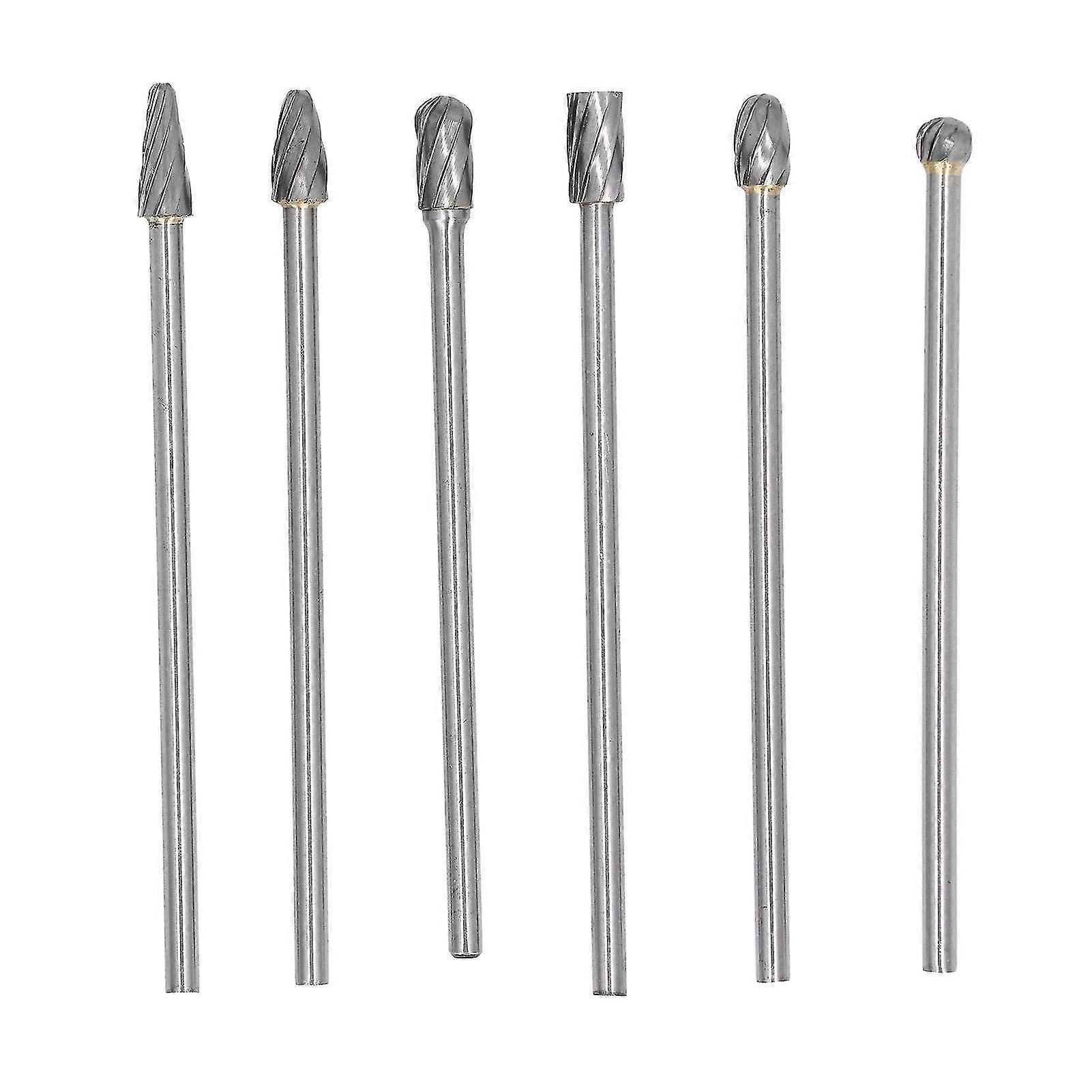 6-Piece Tungsten Carbide Burr Set for Woodworking - Extended Drilling & Carving Kit for Precision Shaping and Detailing