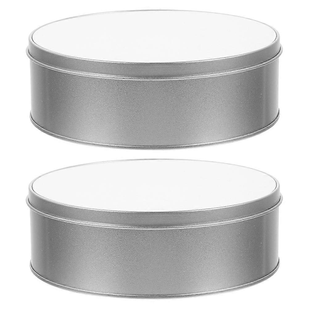 Sublimation Metal Box Round Cookie Storage Box for Office Silver with Lid 1 Set