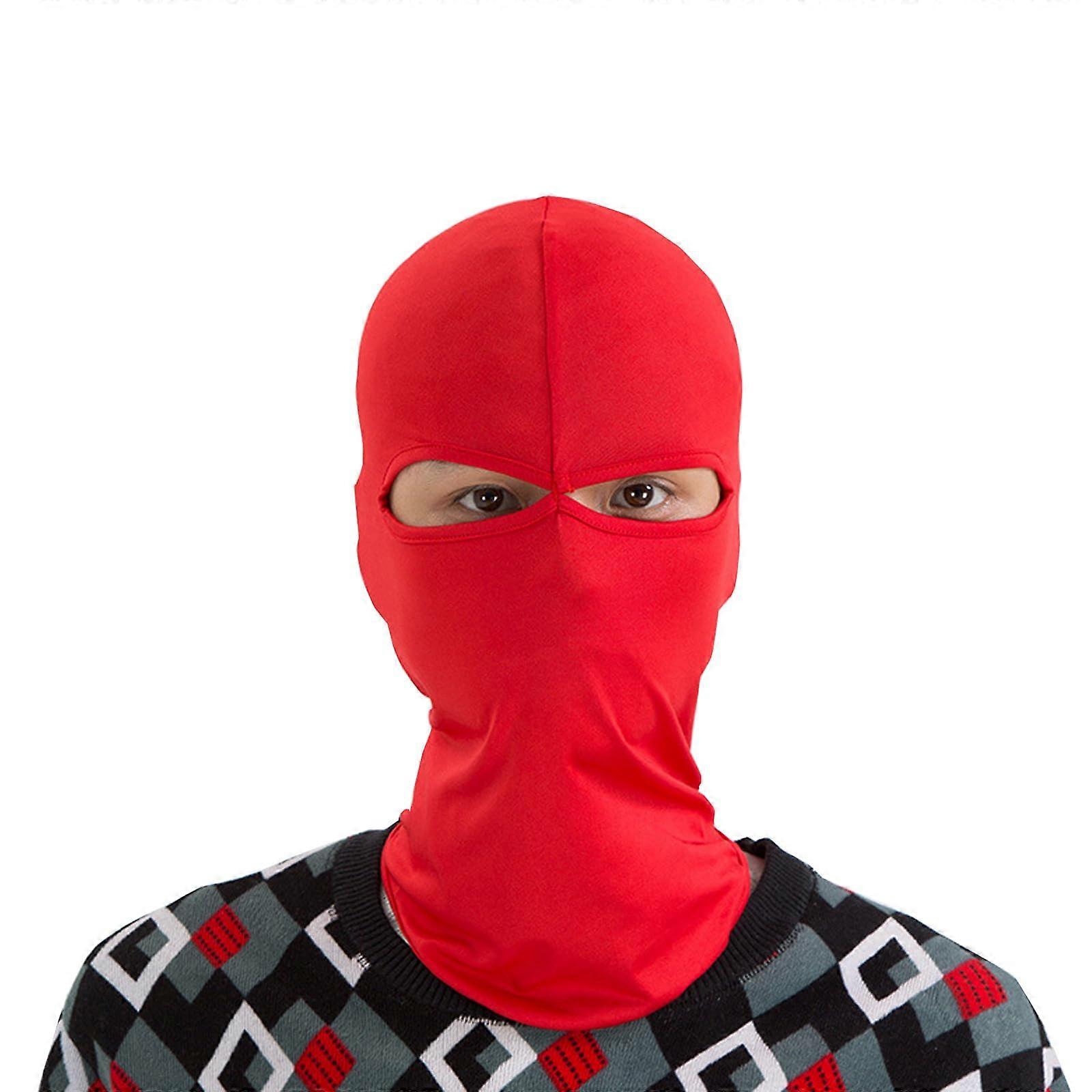 Red Balaclava Face Mask for Winter Motorcycle and Cycling, UV Protection, Windproof Lycra Outdoor Headwear for Men and Women