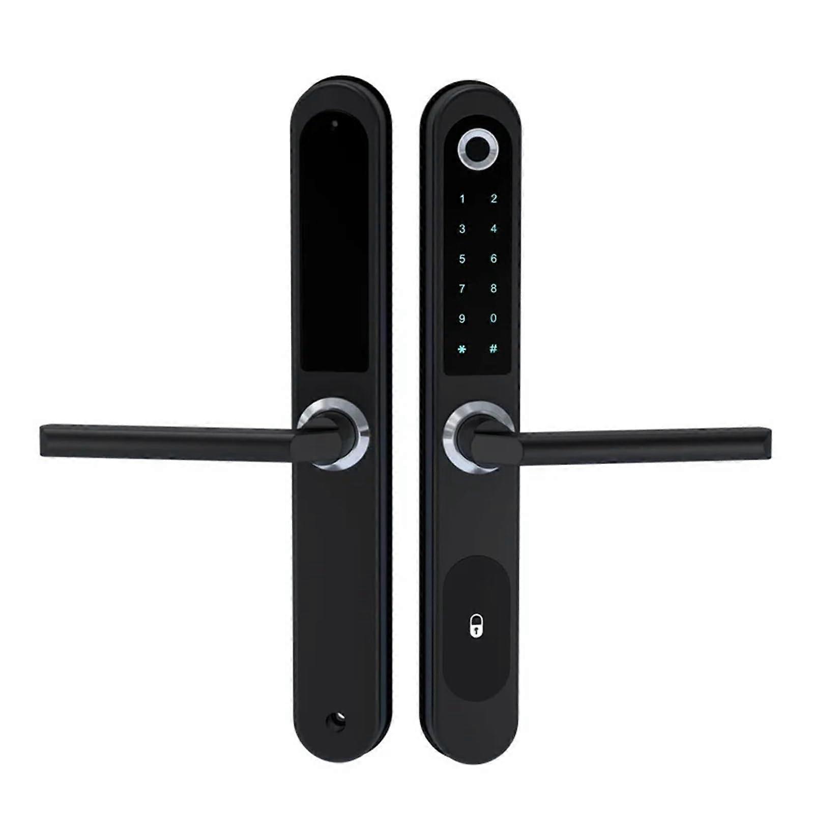 Tuya APP Waterproof Smart Fingerprint Password Card Door Lock, Biometric Bridge Interface Aluminum Alloy for Sliding Door (Kit10)