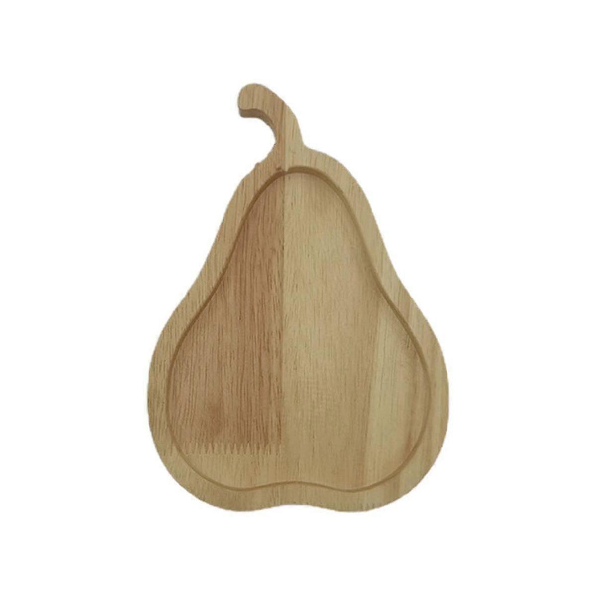 Space-Saving Snack Tray with D-Snack Plate - Wooden Storage for Squirrel-Shaped Snacks, Pear Fruit & Nut Container, Tableware Accessories