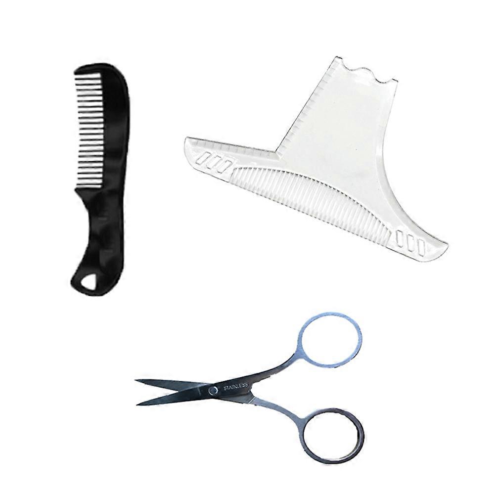 Beard Shaping Tool Kit Beard Grooming Stencil Template Comb Scissors Barber Tool