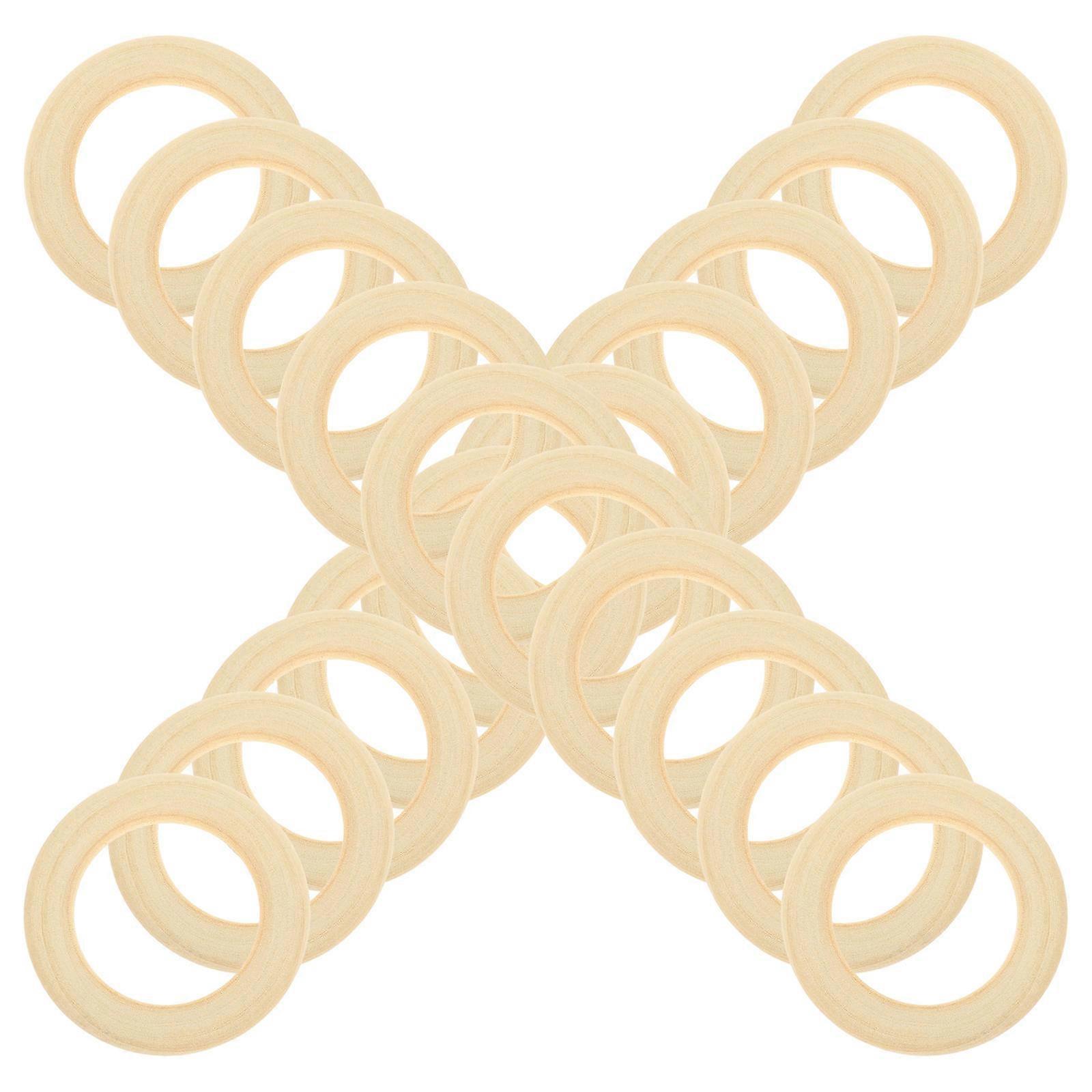 Decorative Macrame Rings Multi-Function Craft Rings for Craft Needs Beige Wood Handmade 30Pcs