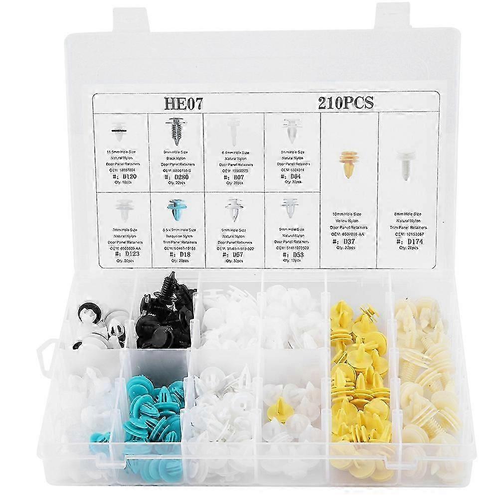 210Pcs Car Door Card Panel Trim Clips Bumper Fastener Retainer Push Rivet Kit