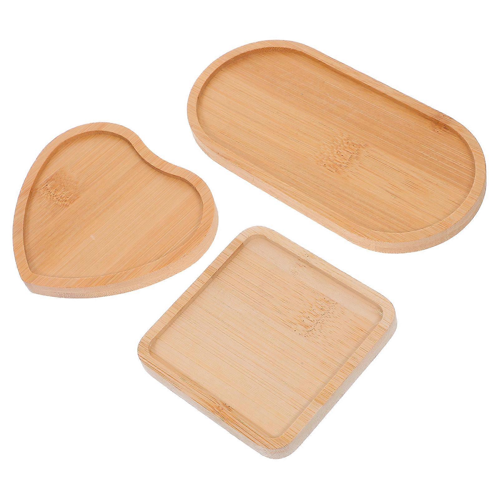 Blank Base Trays 3Pcs Khaki Bamboo Coasters for Endless DIY Potential