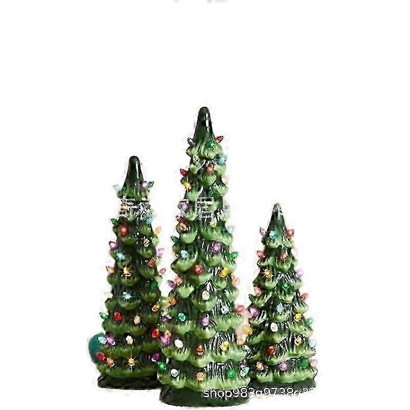 visible light Up Christmas Tree,Holiday Decor Small Resin Tree With Table Centerpiece Decoration Lamp for Holiday Gatherings Party Tabletop