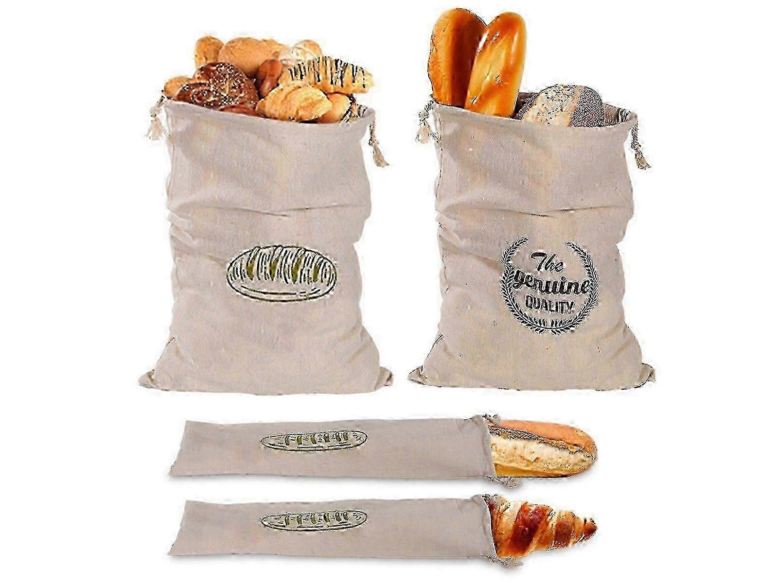 Reusable Linen Bread Bags with Drawstring for Storing Homemade Bread Fresh