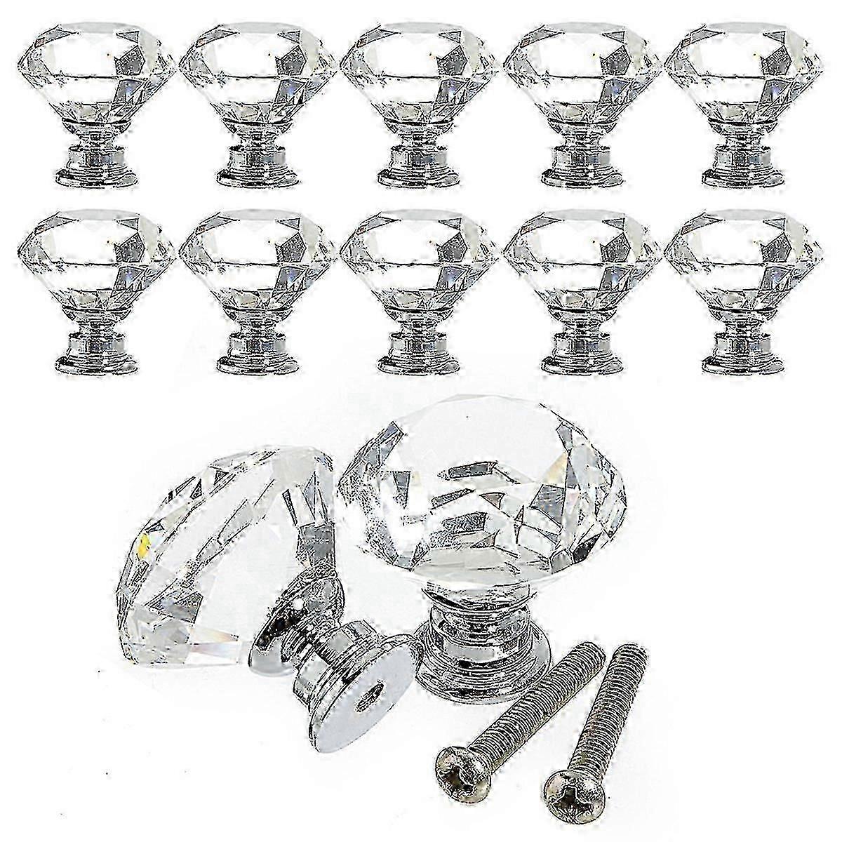 30mm Crystal Door Knob, Glass Cabinet Handles, Transparent Drawer Knobs, Crystal Cupboard Knobs