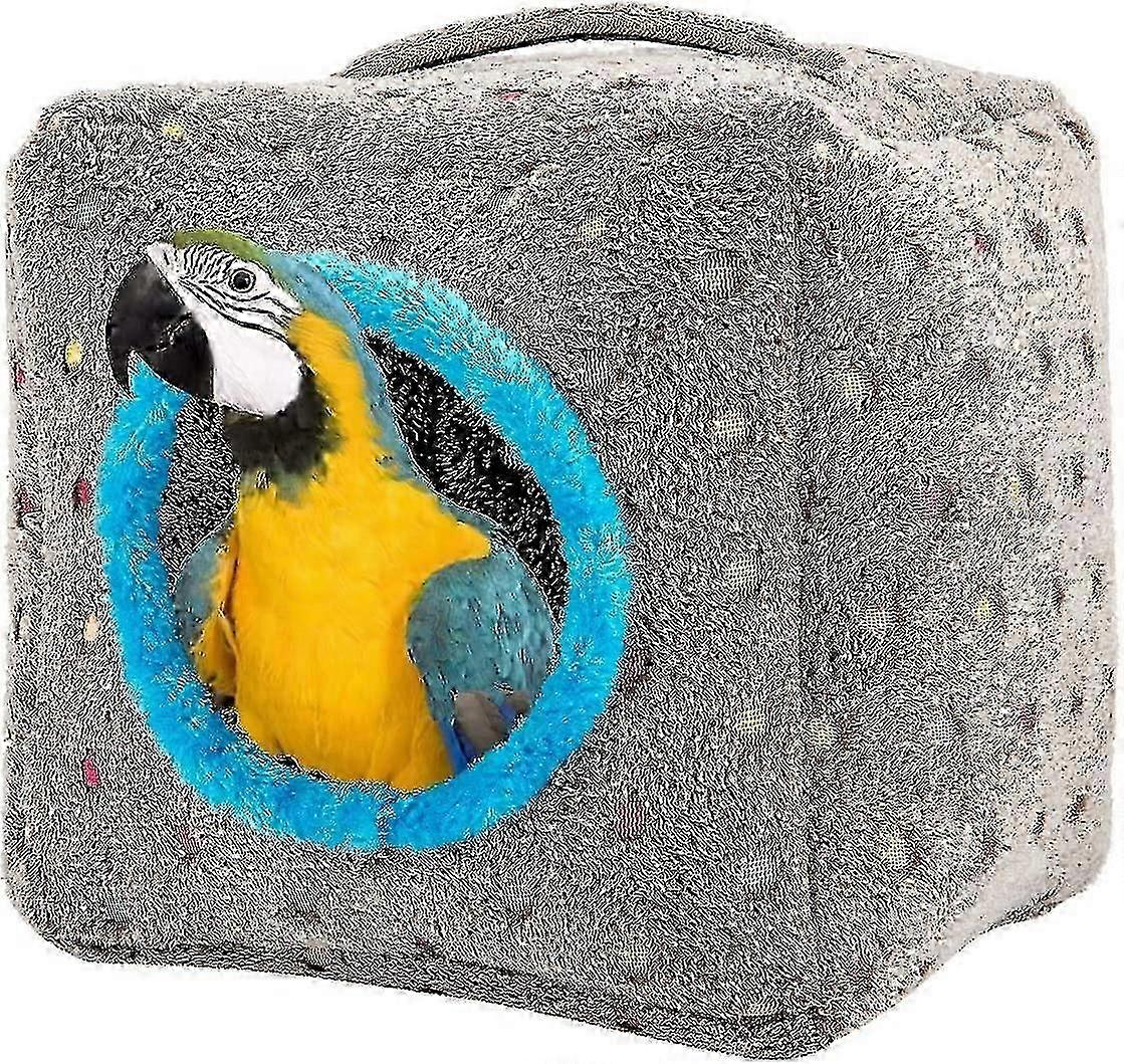 Large bird snuggle hut thickened top and bottom - winter warm plush bird house hanging p
