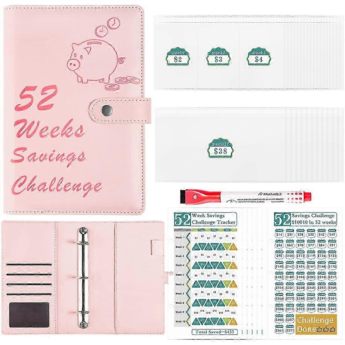 52 Week Money Saving Challenge Binder Pink