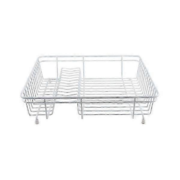 Small White Dish Drainer Compact Durable with Rubber Feet Kitchen Organization Organiser Racks Smooth Steel