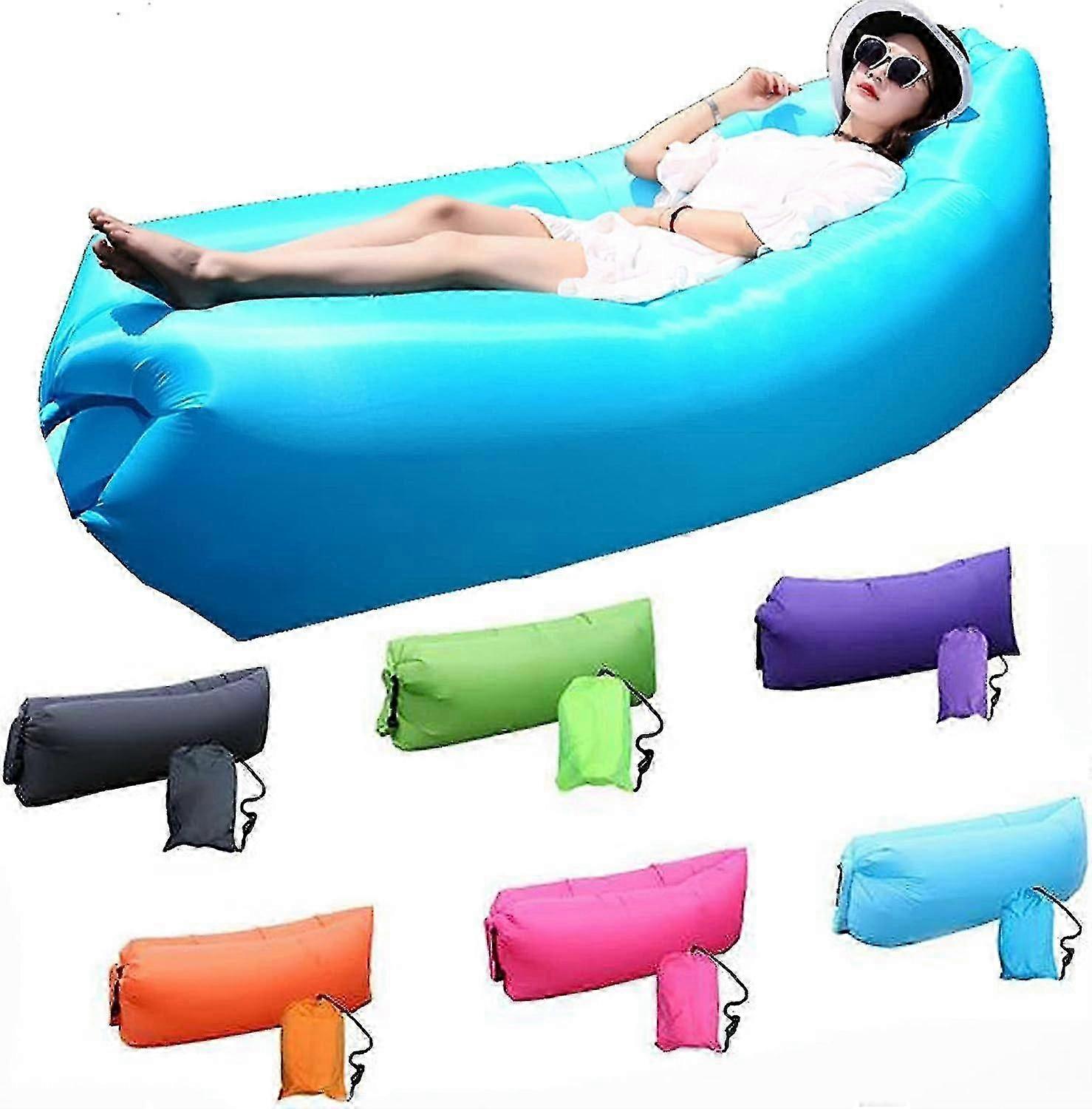 Blue Inflatable Sofa - Waterproof - Airtight, With Portable Inflatable Sofa, Suitable For Travel, Camping, Hiking, Pool And Beach Parties.