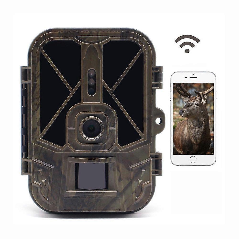 Wiless Trail Camera 4K WiFi Wiless Hunting Camera PIR Sensor Night Vision Photo Traps(Brown)
