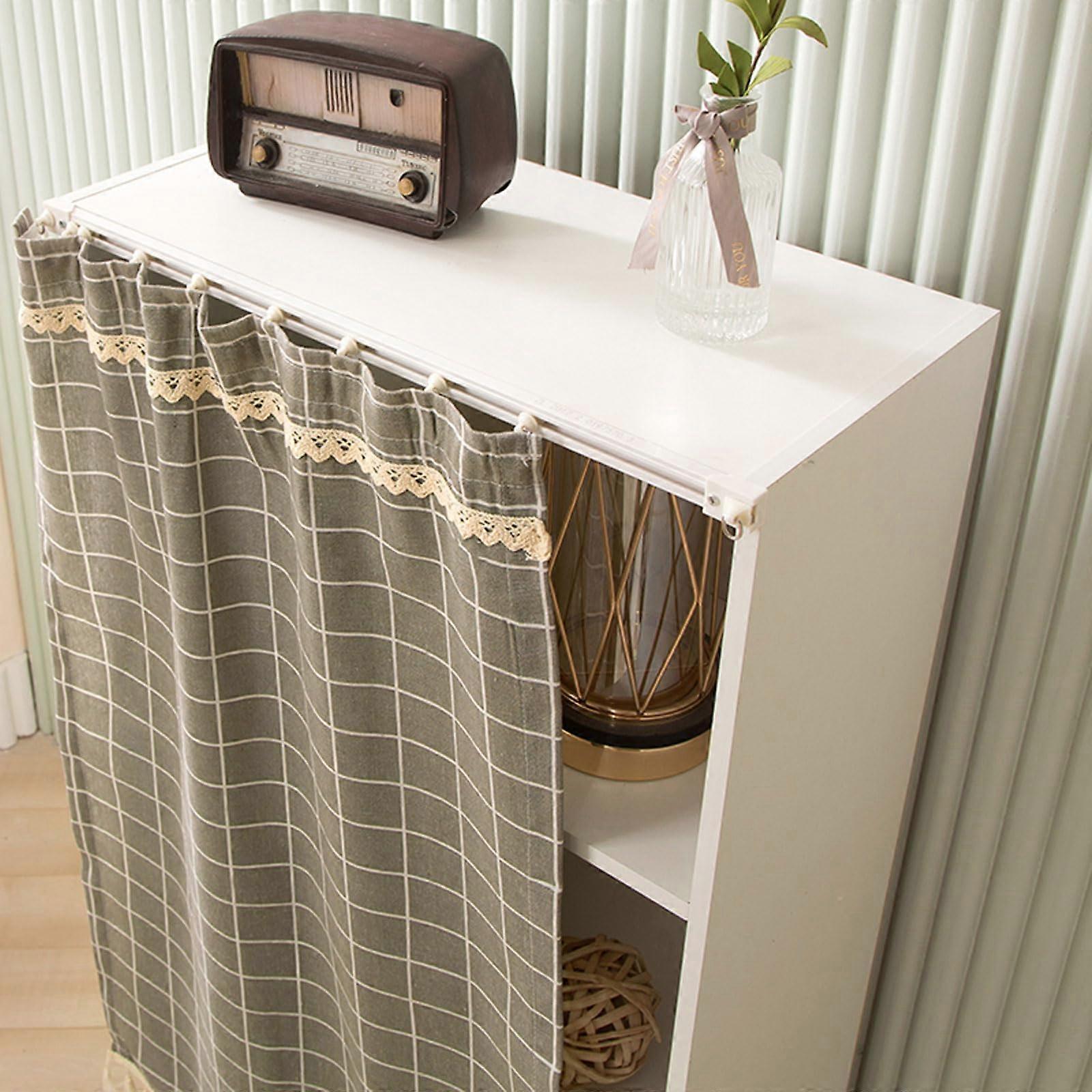 Curtain Tiers No-Drill Track Rail Kitchen Curtains, Privacy Protected, A5 Style, 60cm W X 80cm H, Cupboard Use, Bedroom
