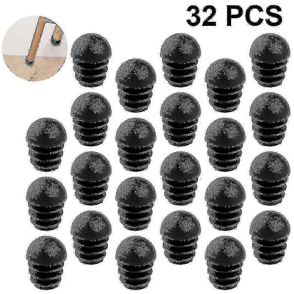 32 Pcs Black Pipe Plugs for Plumbing with Round End Caps and Lamellar Design