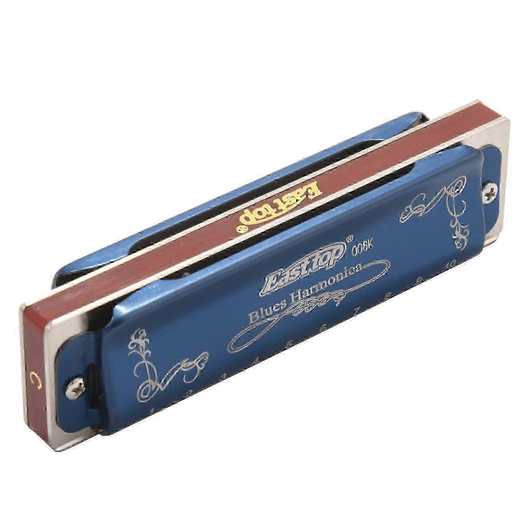 Easttop T008K 10 Hole Blues Harmonica C Key Woodwind Musical Inst ent with Plastic Box Clean Cloth 2025