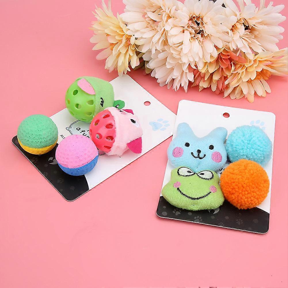 2 Sets Catnip Plush Bell Ball Toys for Cats, 3.5-5.5 cm